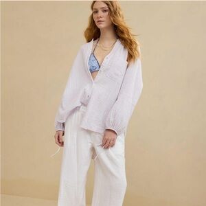 NWT Aerie Lavender Textured Top Daybreak Coverup Shirt